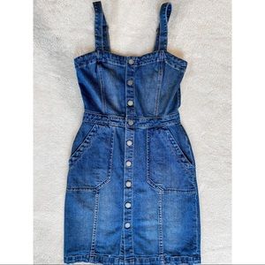 BlankNYC Button Down Denim Overalls Dress